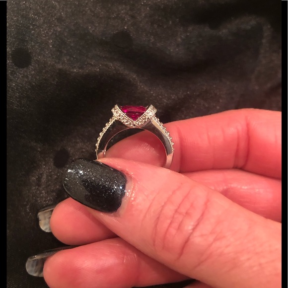 Simulated Ruby Ring with side stone accents Size 6 - Picture 7 of 7